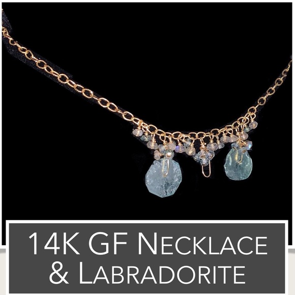 14K GF Sea Glass & Labradorite Necklace (14K Gold-Filled) - Picture 14 of 16